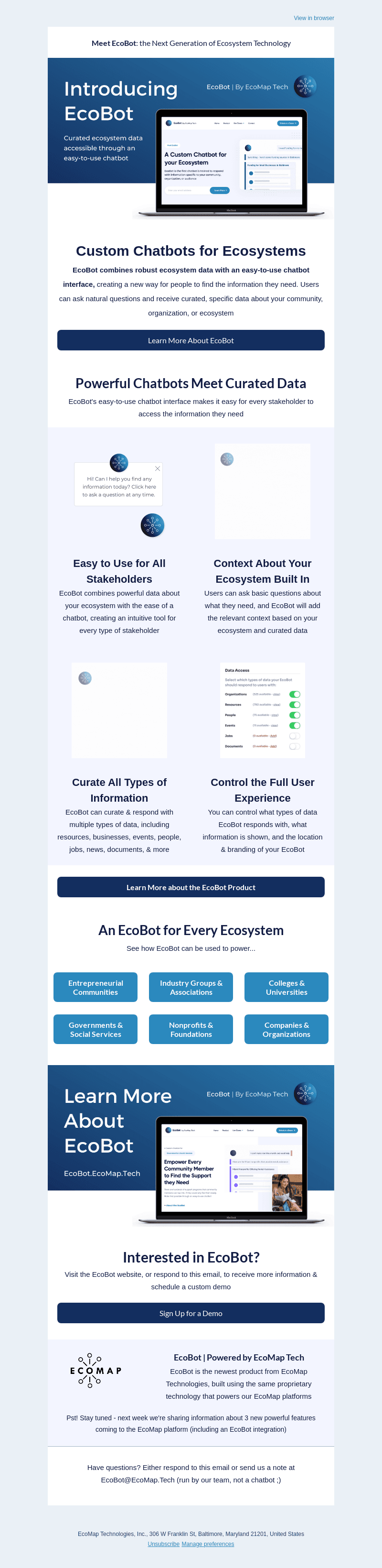 Introducing EcoBot: Custom Chatbots for Ecosystems