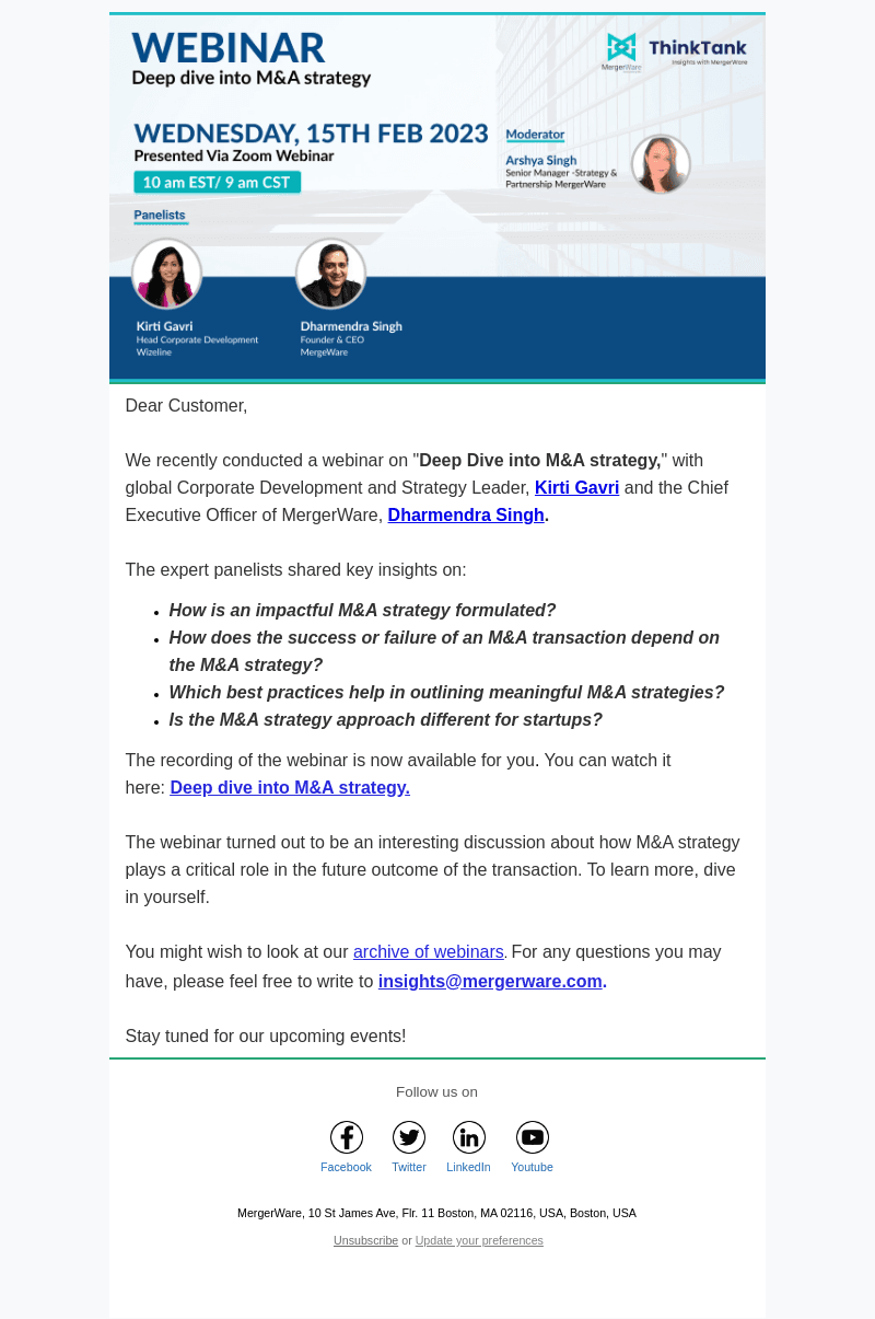 Deep dive into M&A strategy - Webinar recording available now!