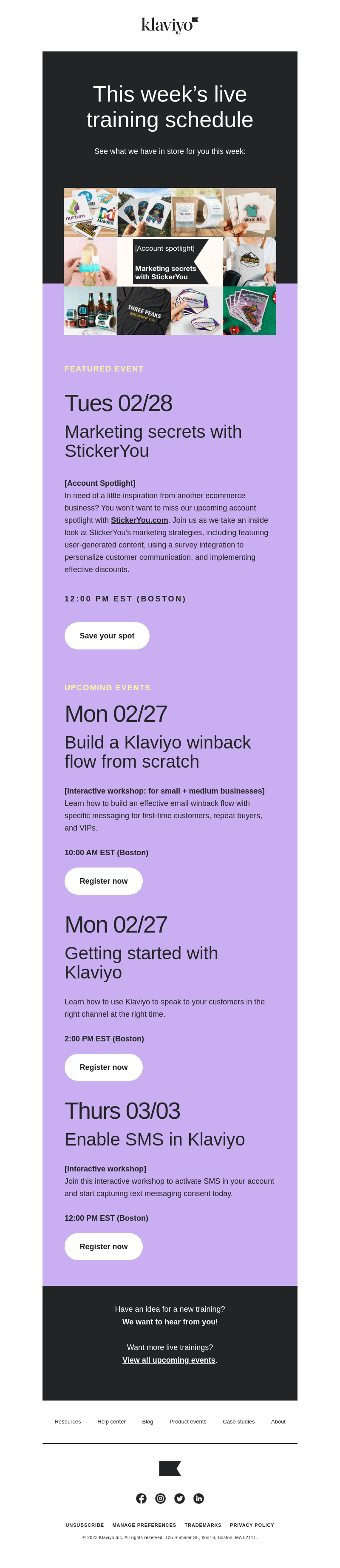 Learn live with Klaviyo customer ed this week