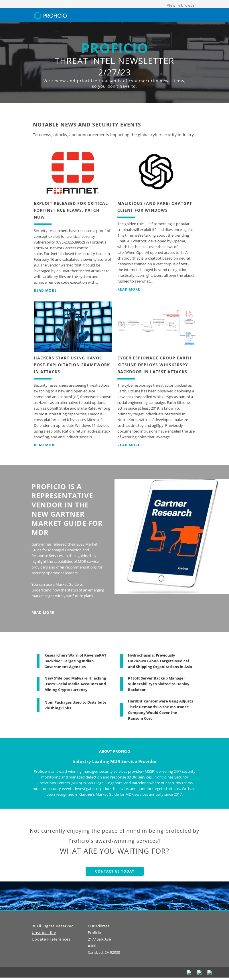Proficio Threat Intel Newsletter 2.27.23