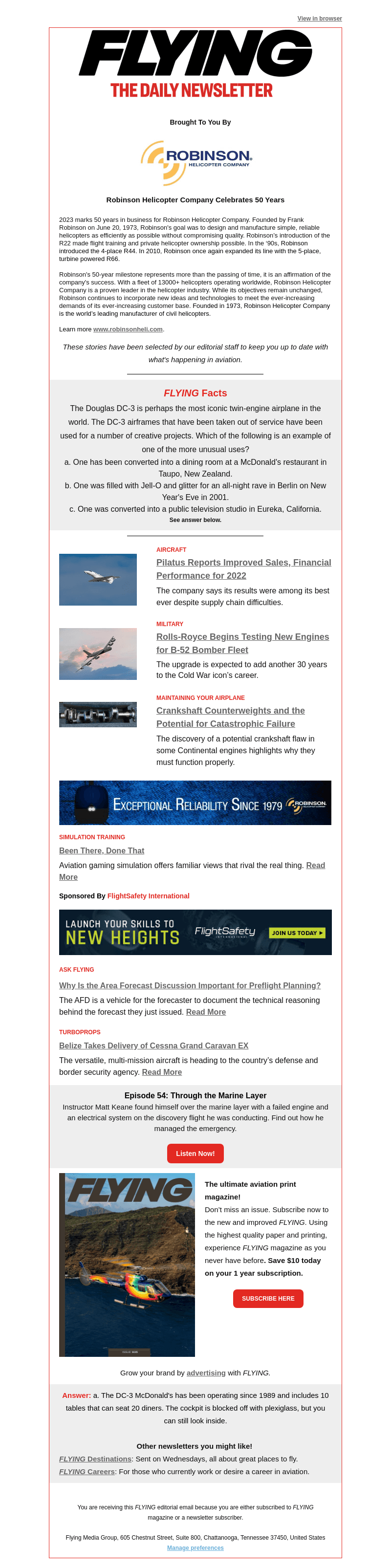 Pilatus Reports an Excellent 2022