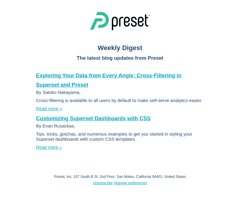 Preset Blogs Weekly Digest