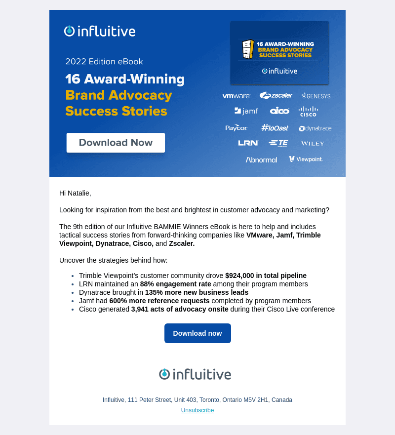 Influitive email from Mon, Mar 20, 2023