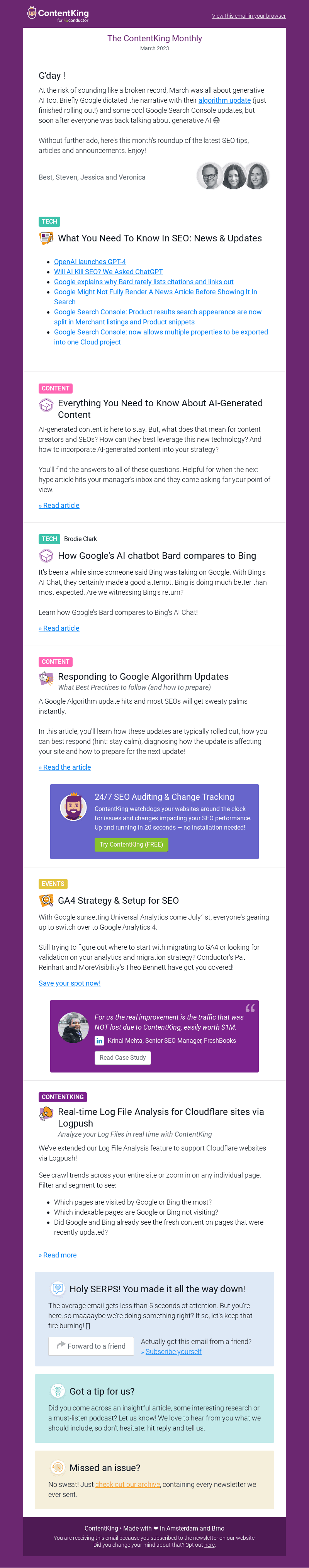 ContentKing email from Wed, Mar 29, 2023