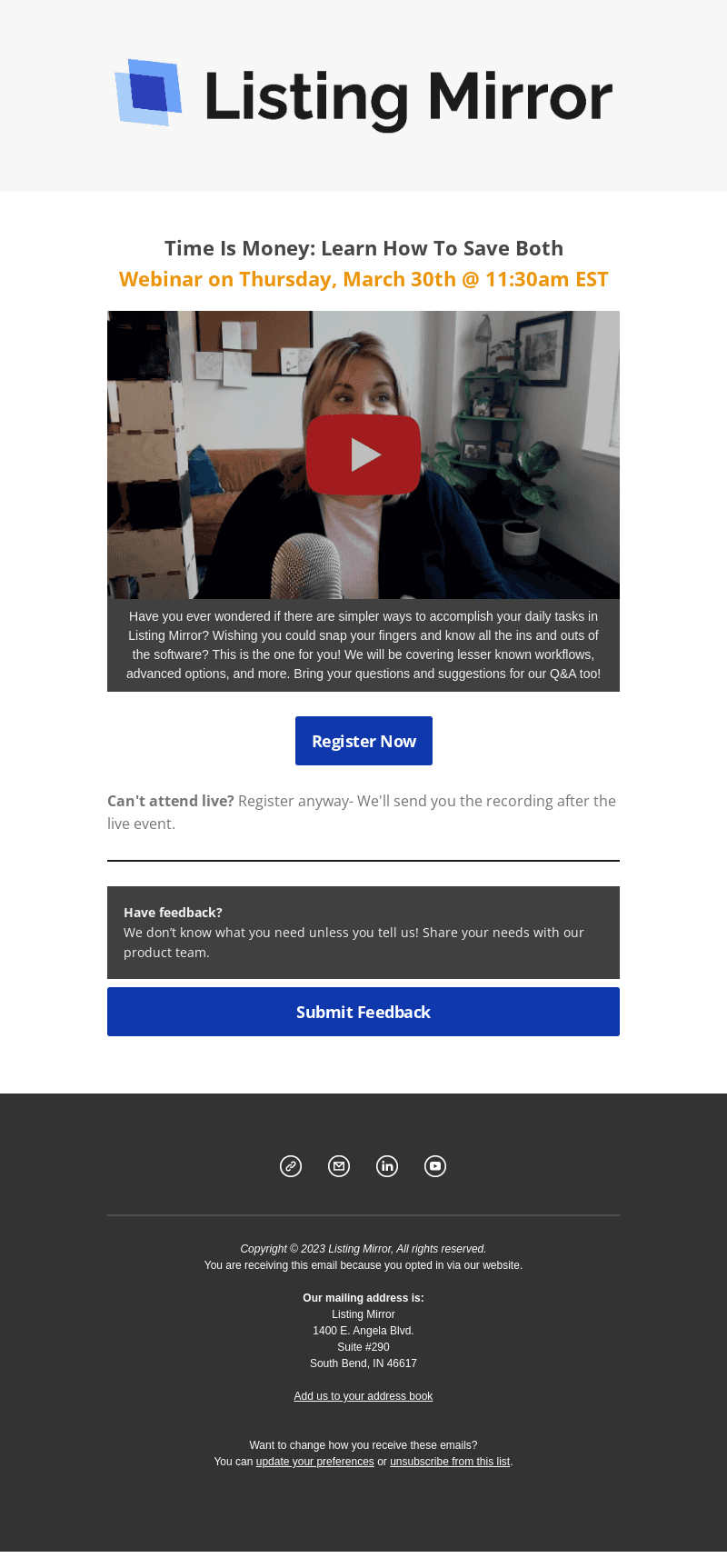 ONE HOUR until our free webinar.