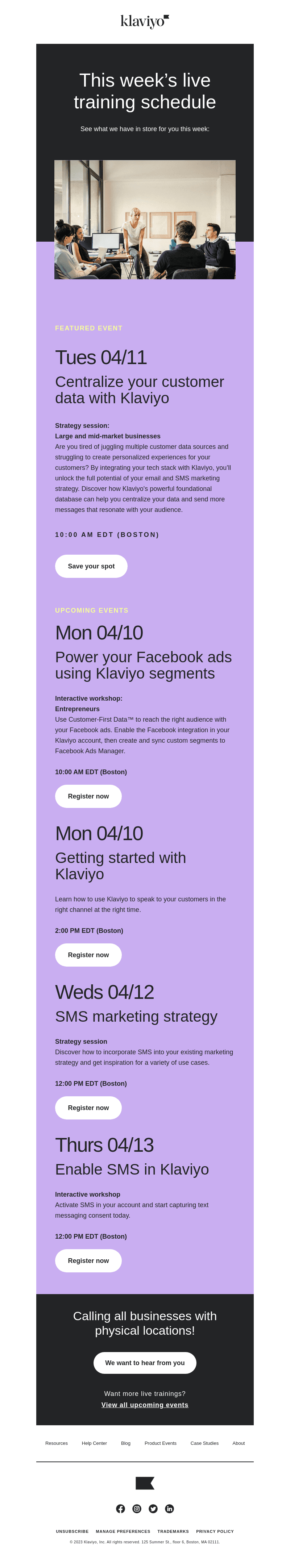 Learn live with Klaviyo customer ed this week