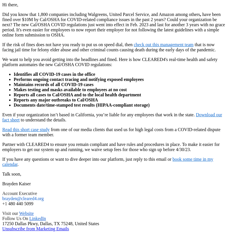 CLEARED4 email from Tue, Apr 18, 2023