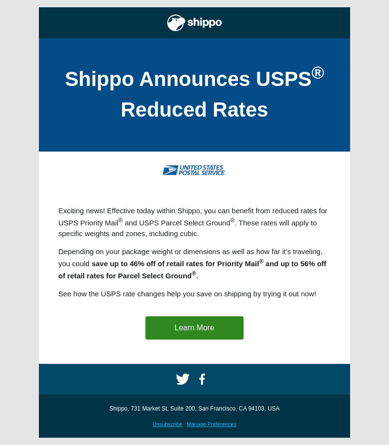 Reduced USPS® Rates for Priority Mail® and Parcel Select Ground®
