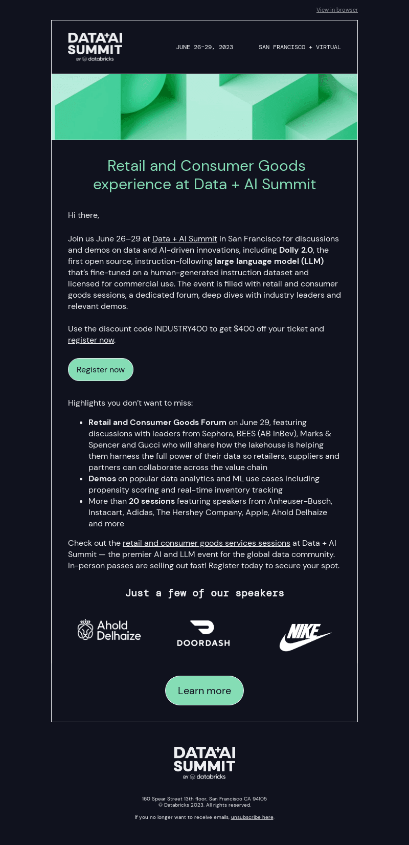 Don’t miss the Retail and Consumer Goods experience at Data + AI Summit