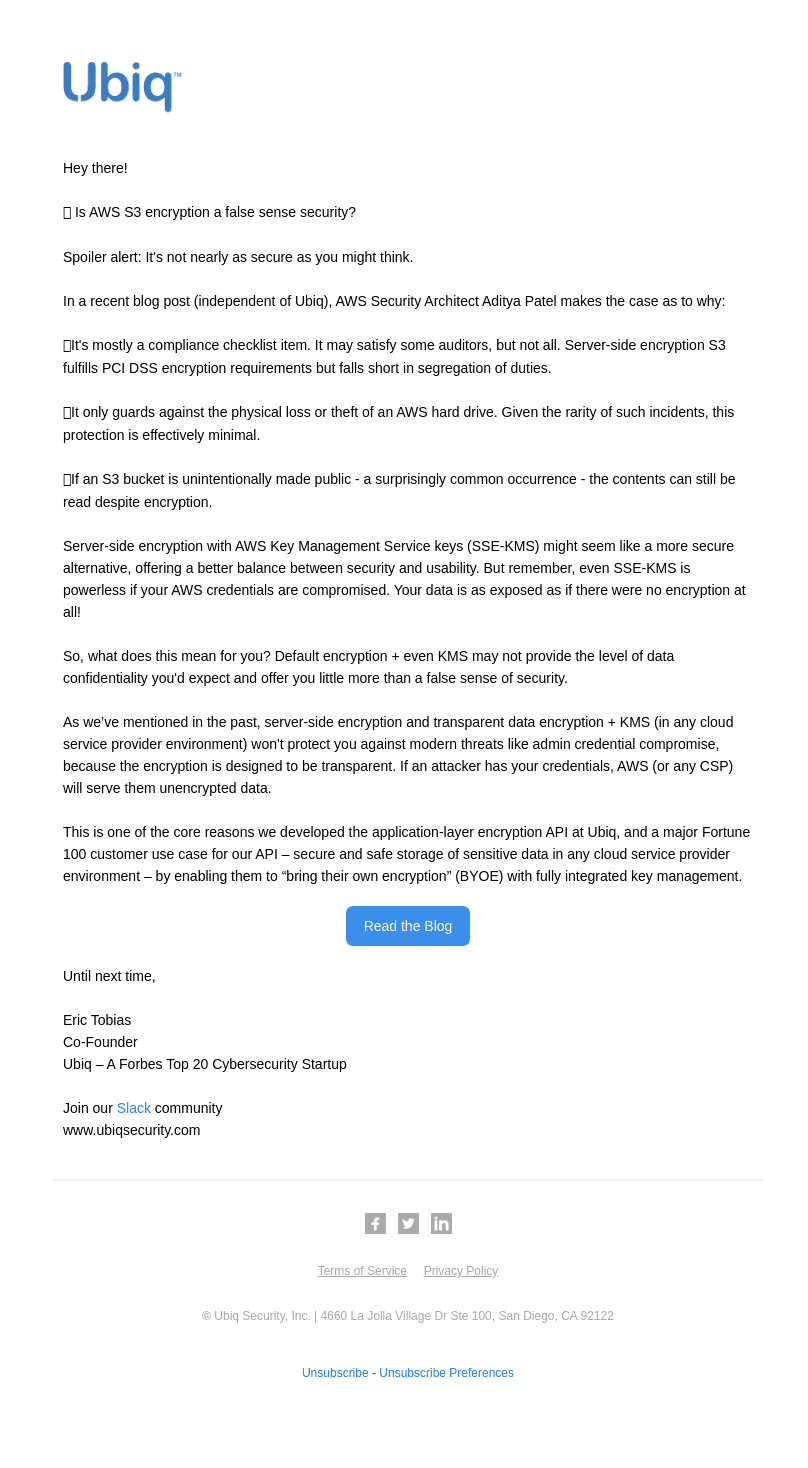 Ubiq Security email from Thu, May 11, 2023