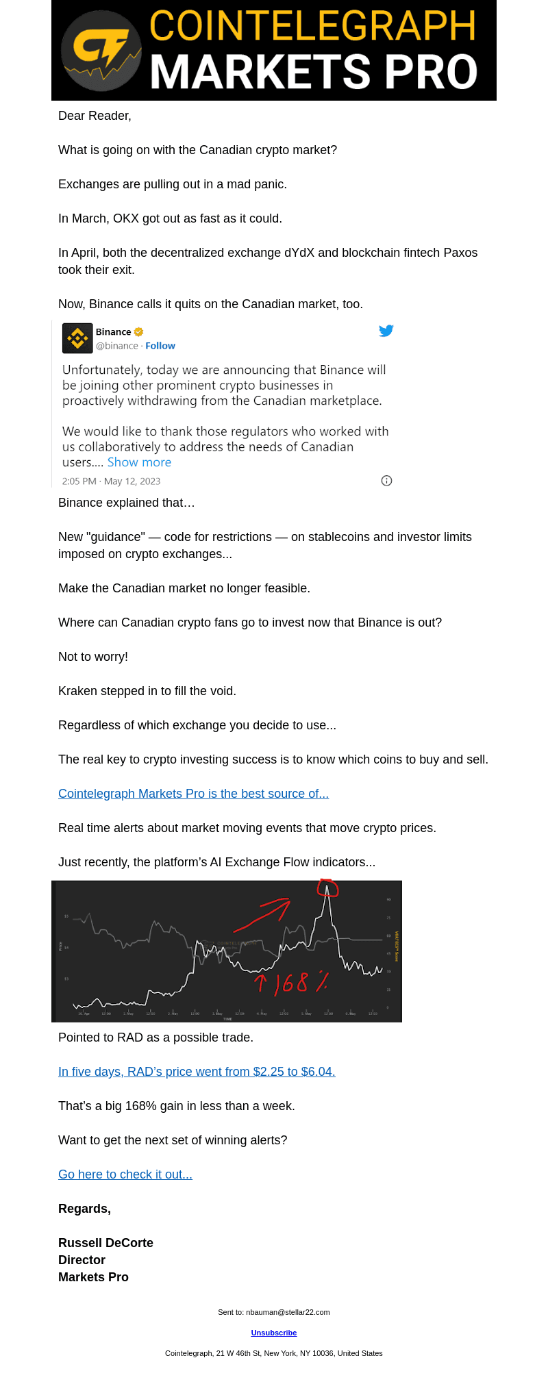 Binance bails on Canadian crypto market