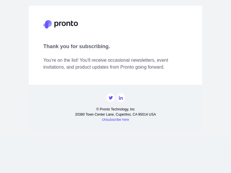 Pronto email from Tue, May 16, 2023
