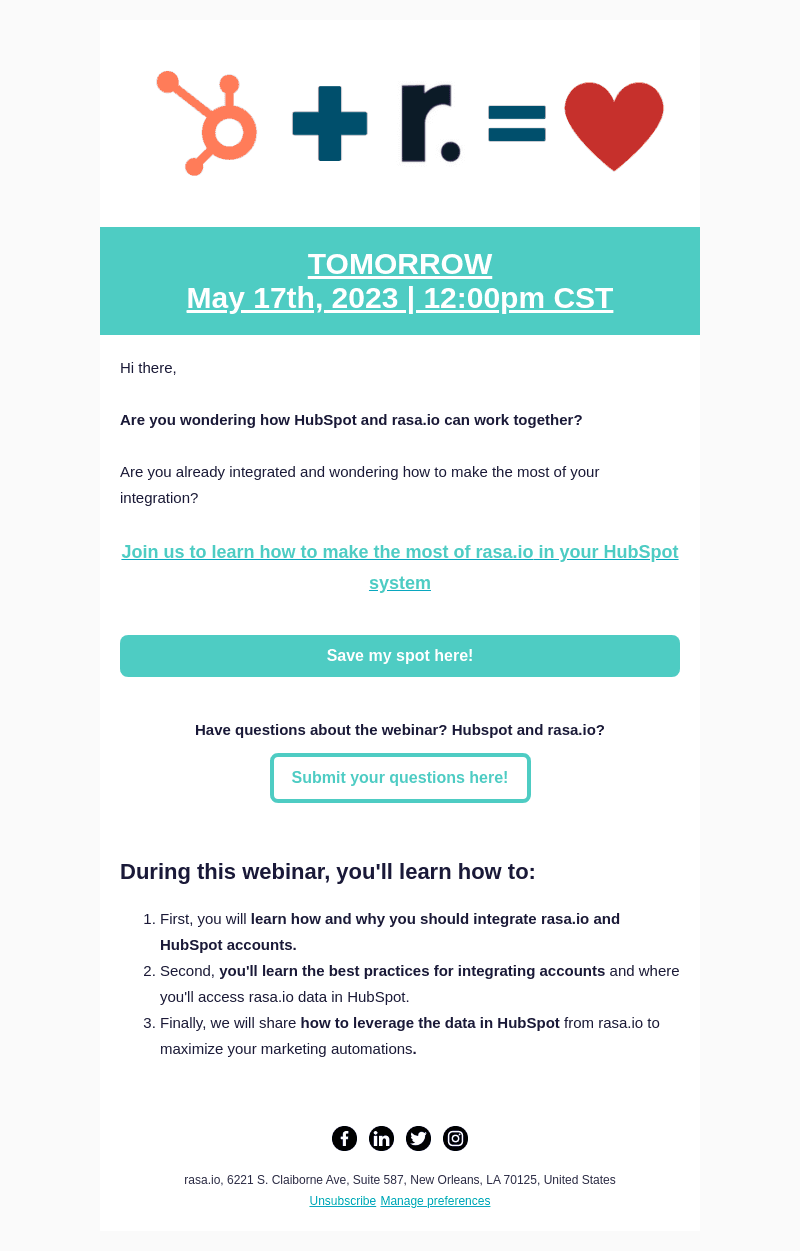 TMRW [Webinar] Hubspot + rasa.io = ❤️