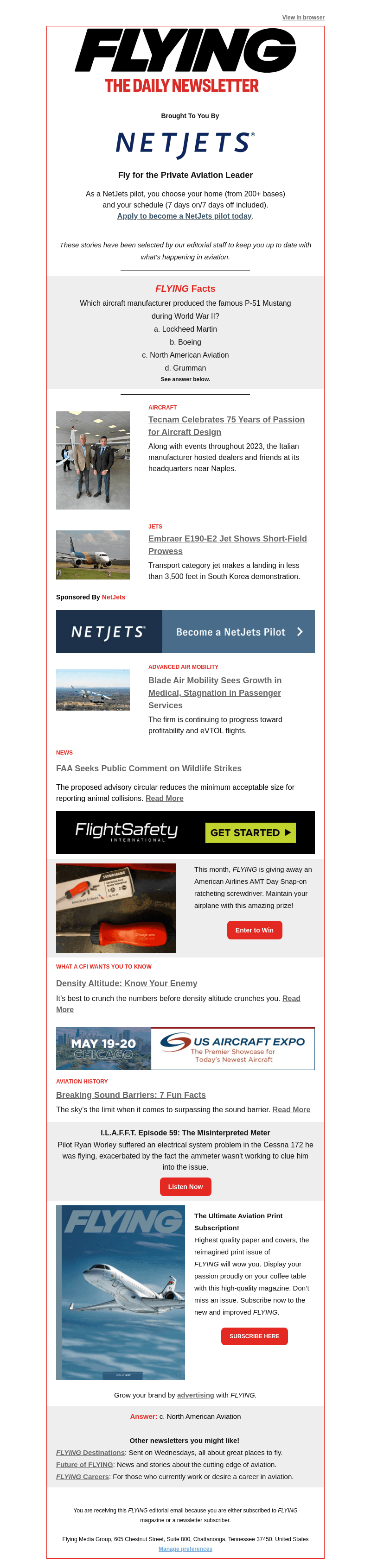 Flying Magazine email from Wed, May 17, 2023