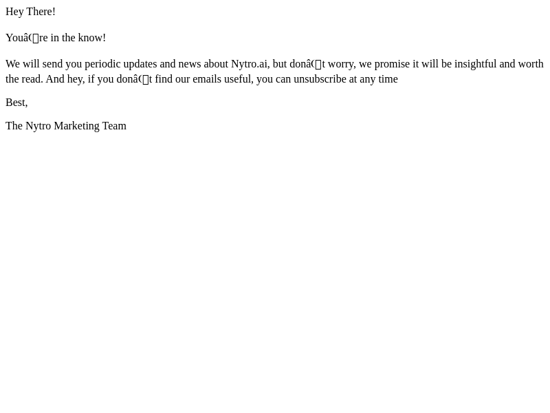 Nytro.ai email from Thu, May 18, 2023