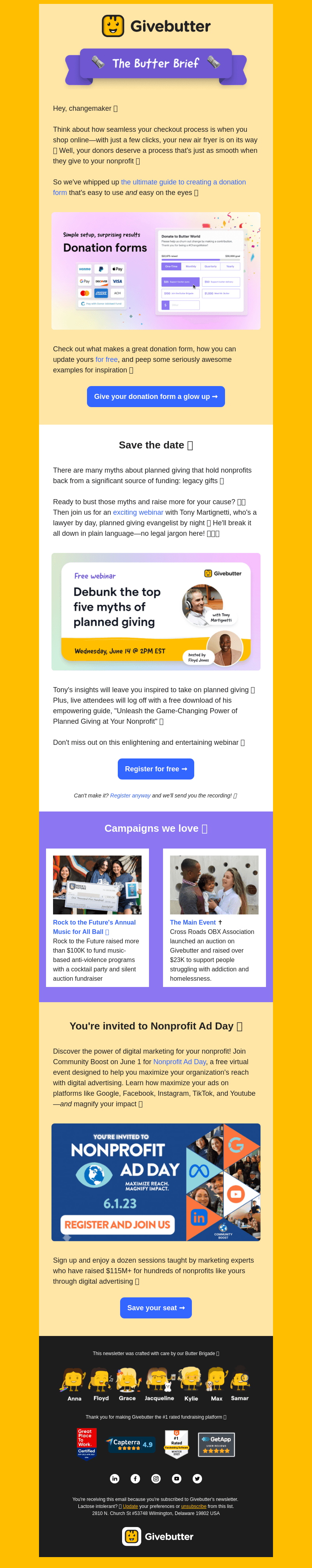 Givebutter email from Thu, May 18, 2023