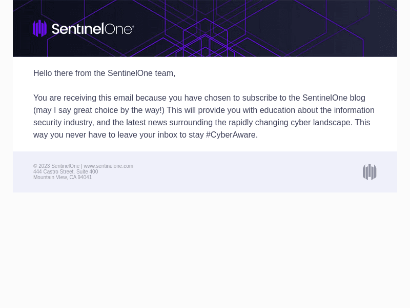 SentinelOne email from Sun, May 21, 2023