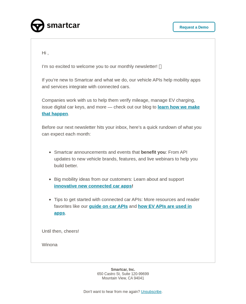 Smartcar email from Sun, May 21, 2023