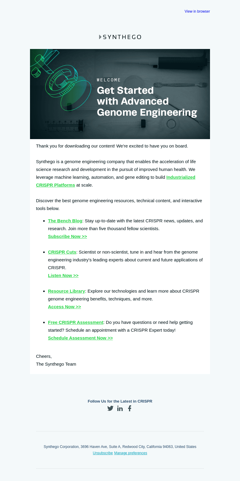 Welcome to Synthego