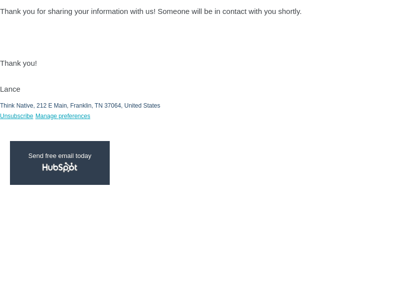 Think Native email from Mon, May 22, 2023