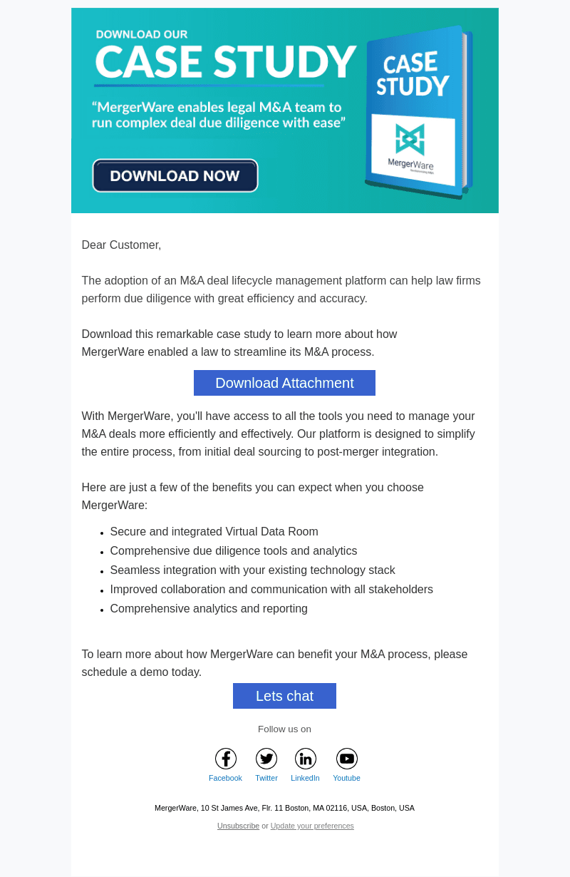 MergerWare email from Mon, May 22, 2023
