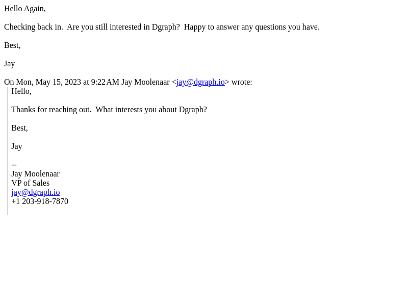 Re: Dgraph follow up
