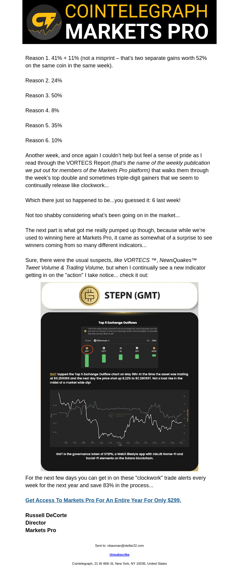 Cointelegraph email from Mon, May 22, 2023