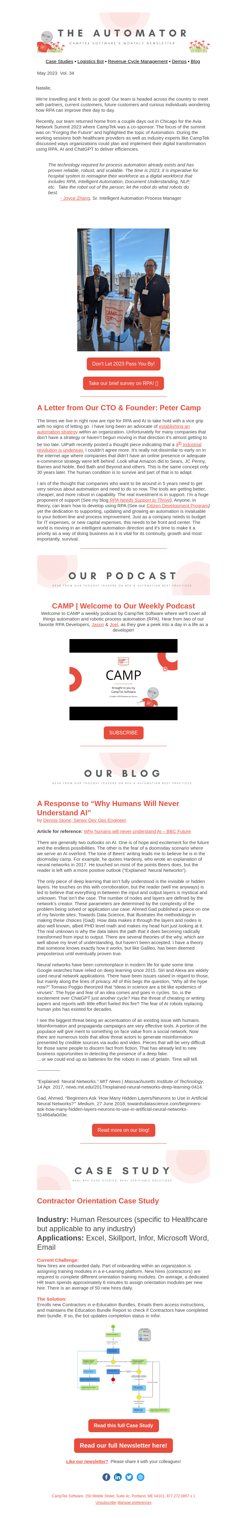 CampTek Software email from Tue, May 23, 2023