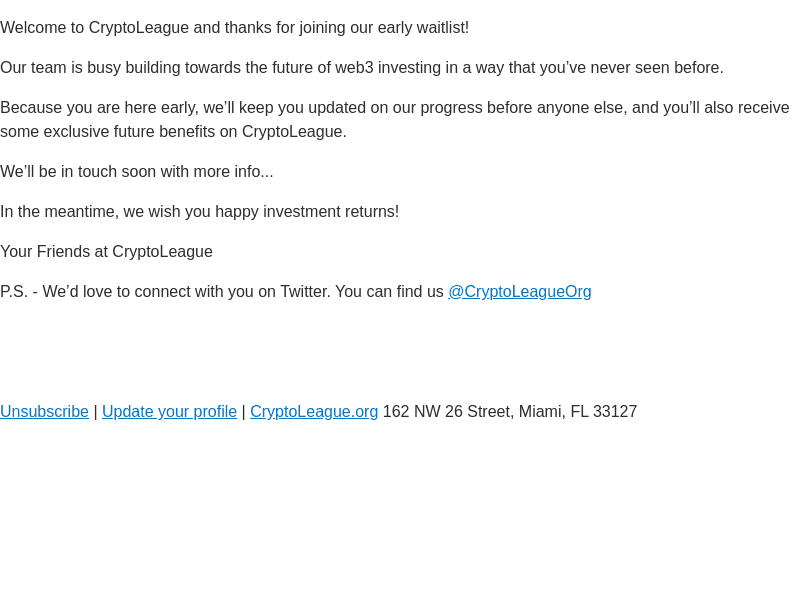 CryptoLeague email from Wed, May 24, 2023