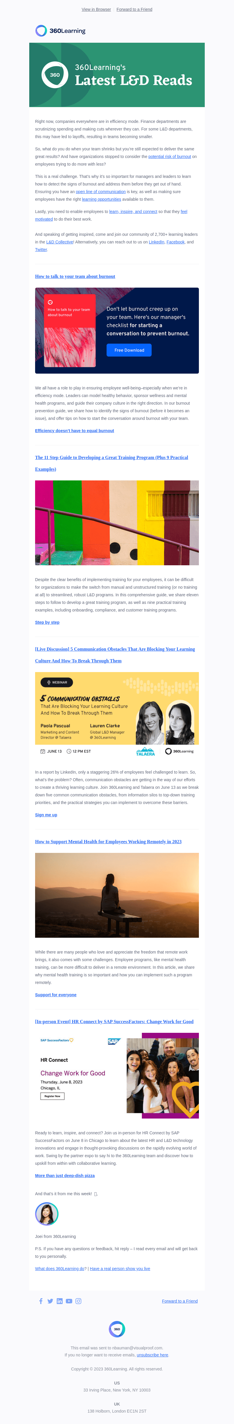 360Learning email from Thu, May 25, 2023