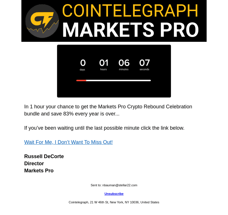 Cointelegraph email from Sat, May 27, 2023