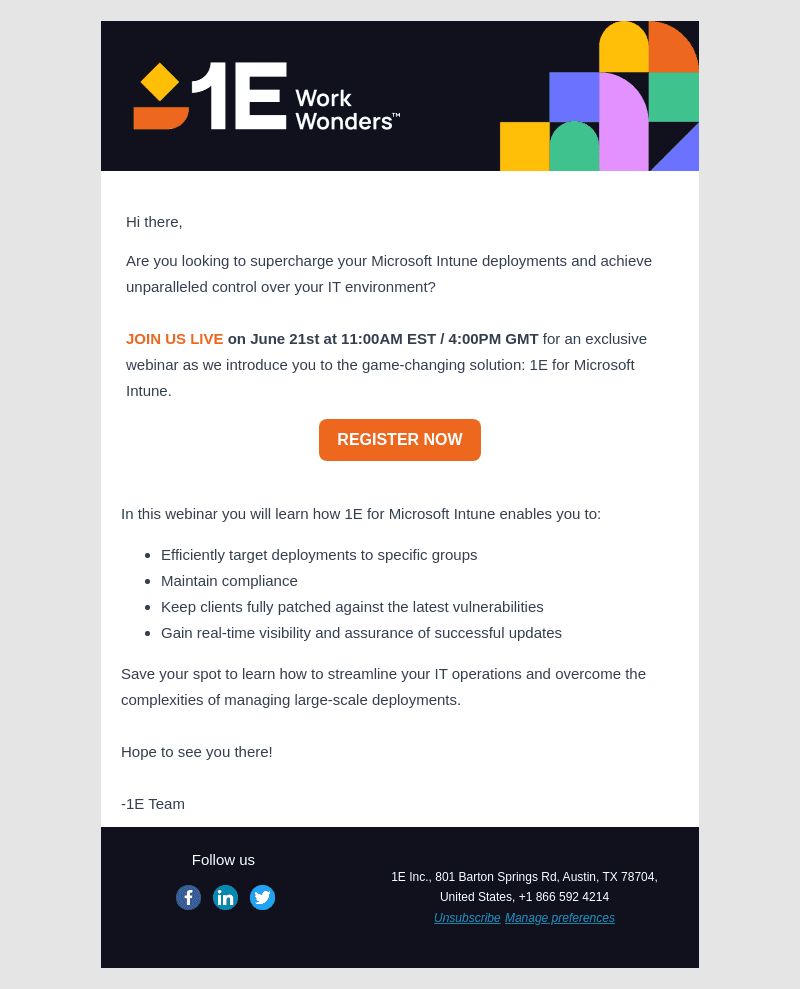 Register Now to Supercharge Microsoft Intune with 1E