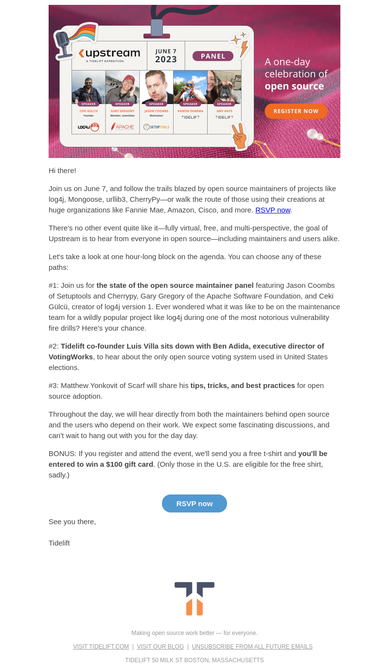 Tidelift email from Wed, May 31, 2023