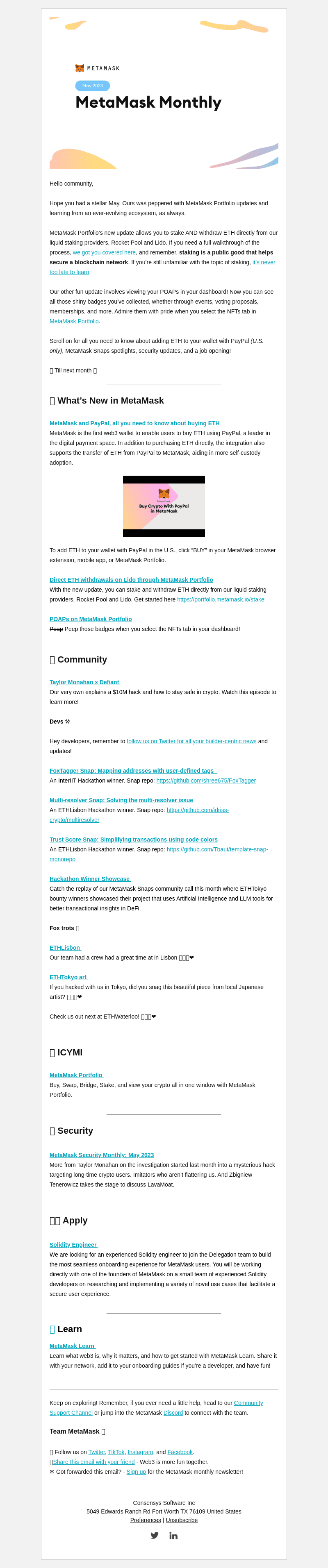 MetaMask email from Fri, Jun 2, 2023