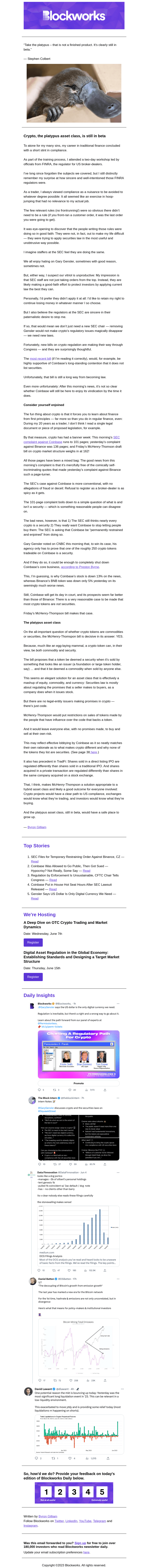 Blockworks email from Tue, Jun 6, 2023