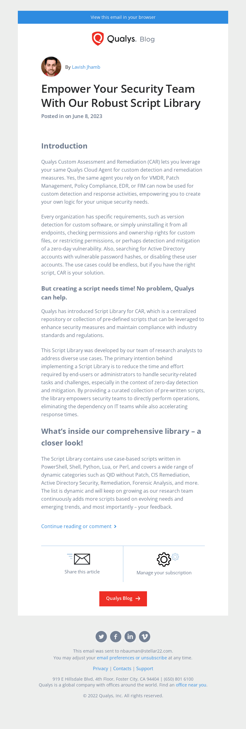 Read the latest post - Empower Your Security Team With Our Robust Script Library