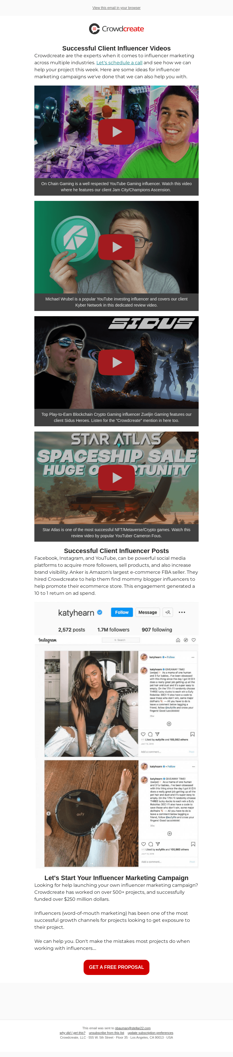 Crowdcreate email from Fri, Jun 9, 2023