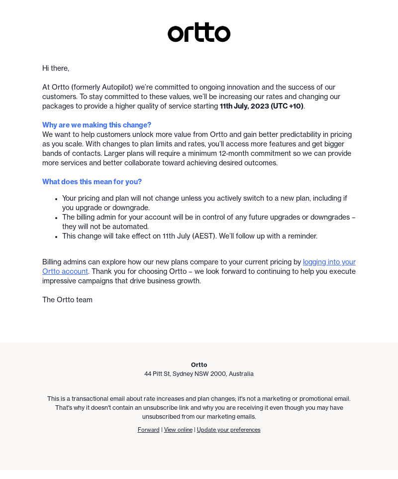 We’re changing our pricing