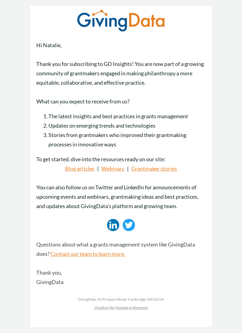 GivingData email from Thu, Jun 15, 2023