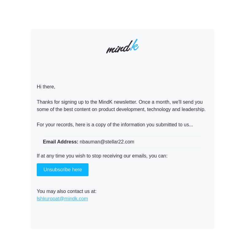 MindK email from Sun, Jun 18, 2023