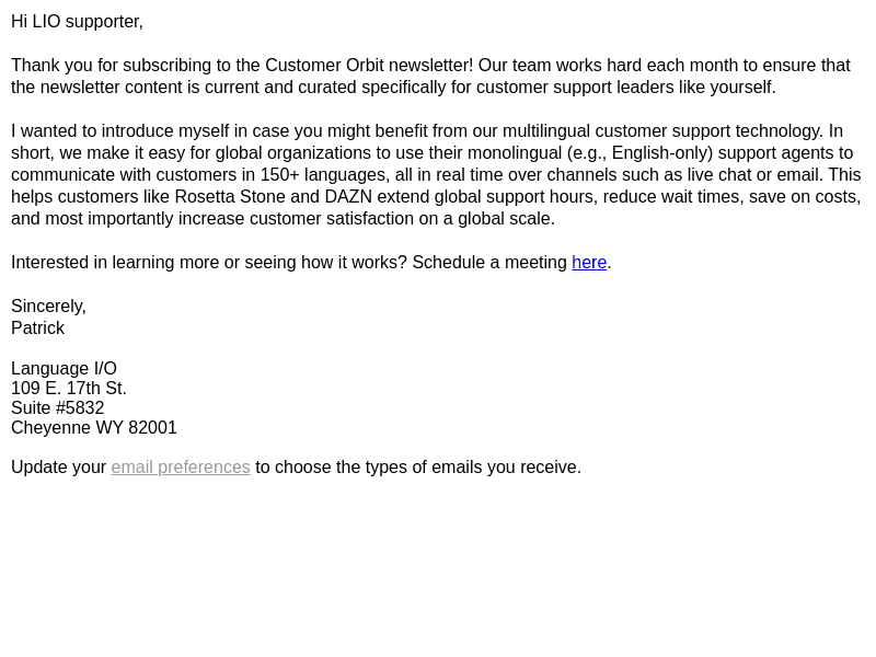 Language I/O email from Tue, Jun 20, 2023