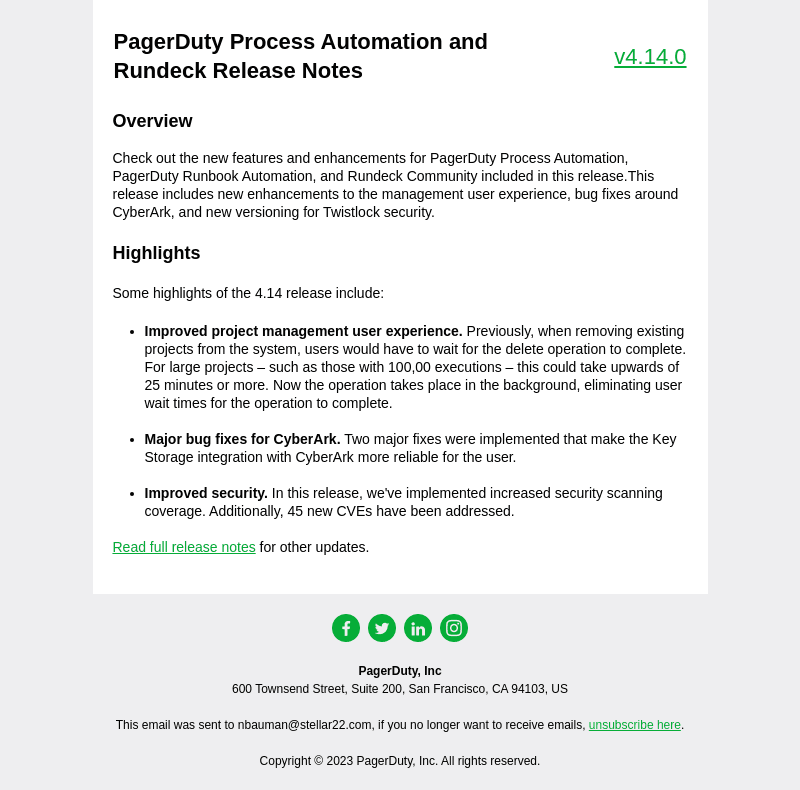 Release Notes: PagerDuty Process Automation and Rundeck Release Version 4.14.0