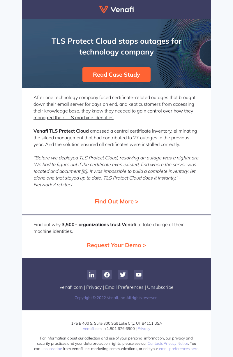 “Before we deployed TLS Protect Cloud, resolving an outage was a nightmare.”