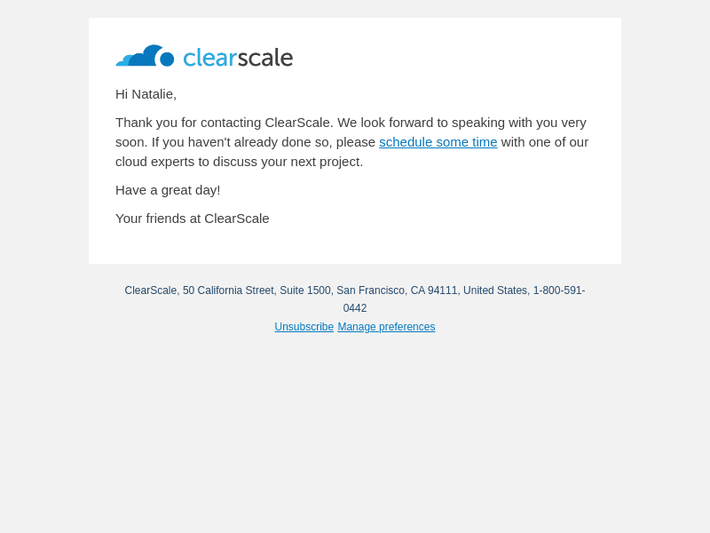 ClearScale email from Wed, Jun 21, 2023