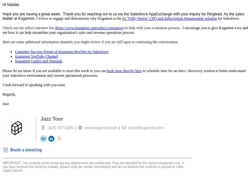 Kugamon email from Wed, Jun 21, 2023