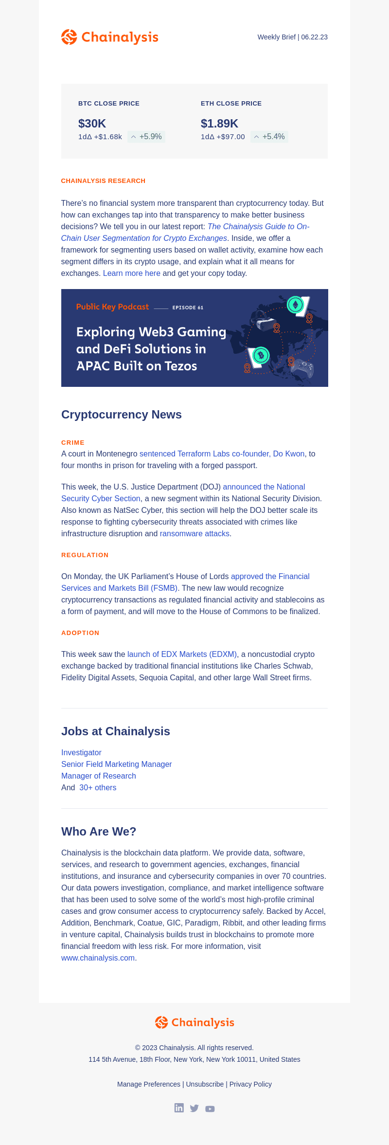 New report: Chainalysis Guide to On-Chain User Segmentation for Crypto Exchanges
