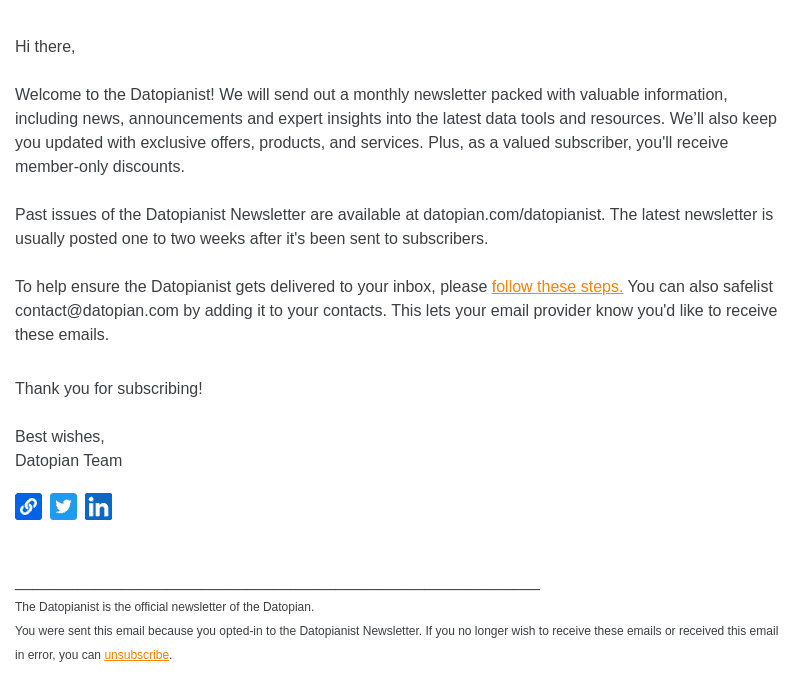 Welcome to the Datopianist monthly newsletter