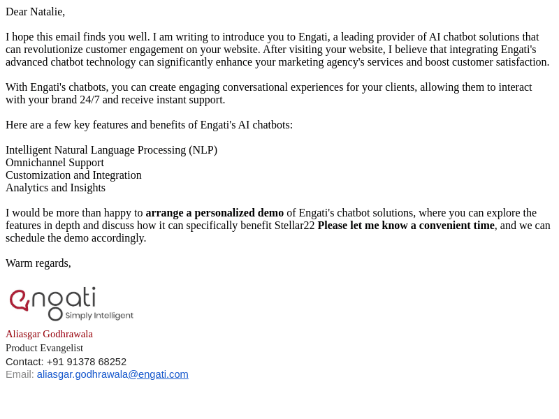Engati email from Sat, Jun 24, 2023
