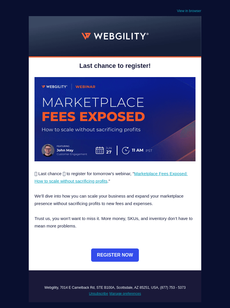 Webinar tomorrow! Last chance to register.