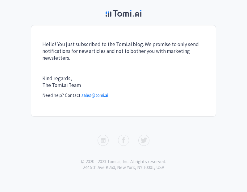 Hello from Tomi.ai